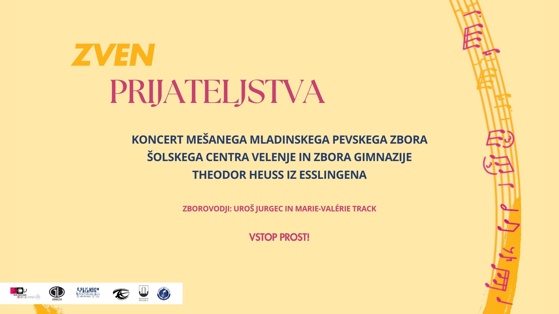 Zven prijateljs​tva, koncert prijateljskih zborov Šolskega centra Velenje in Gimnazije Theodor Heuss (Esslingen, Nemčija)