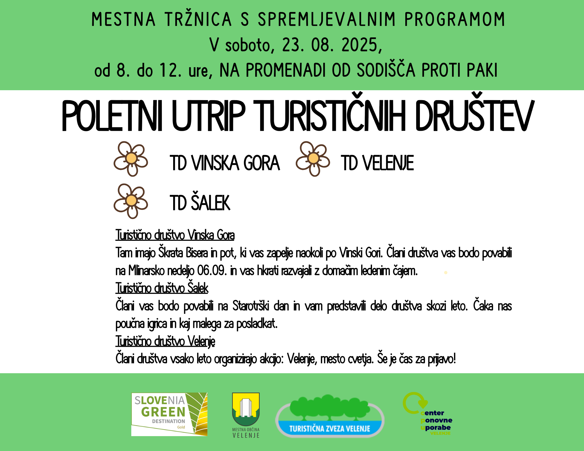 Spremljevalni program na mestni tržnici – predstavitev programa društev