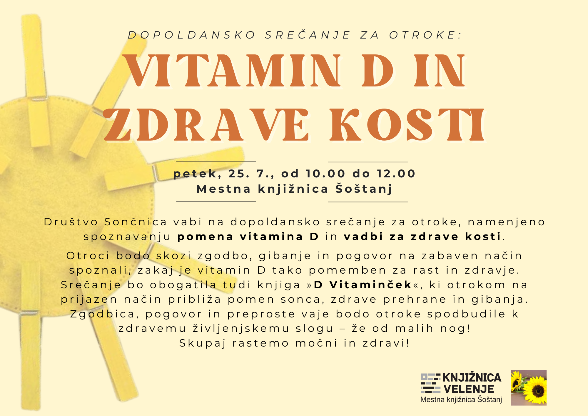 Dopoldansko srečanje za otroke: Vitamin D in zdrave kosti