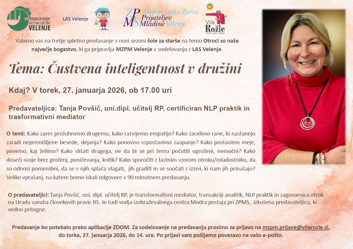 Šola za starše – “Otroci so naše največje bogastvo”; sezona 25/26 (tretje predavanje)