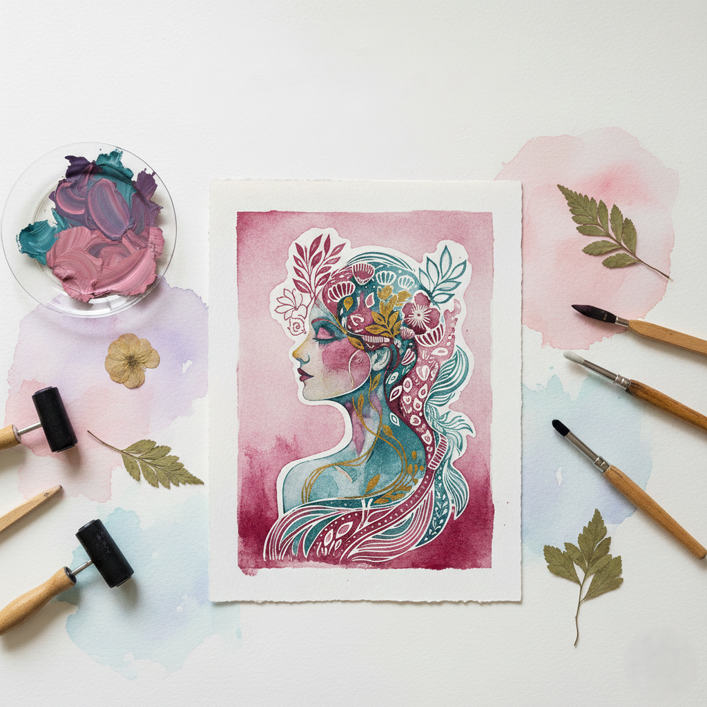 Materinski dan v Galeriji Velenje: Z mami ustvarjam monotipijo