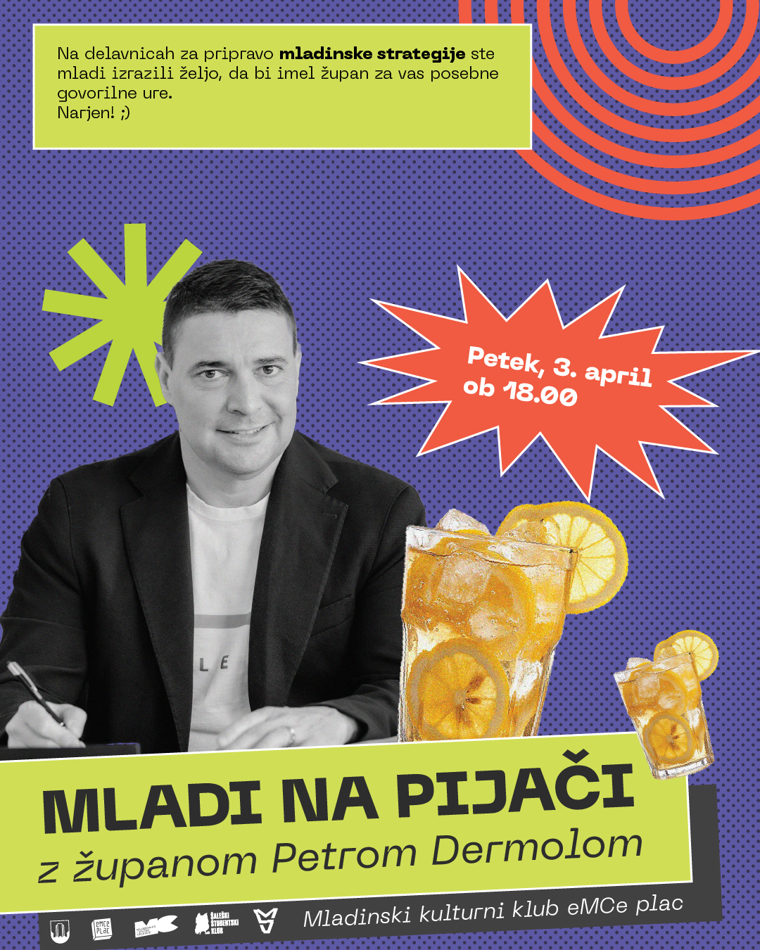 Mladi na pijači z županom Petrom Dermolom